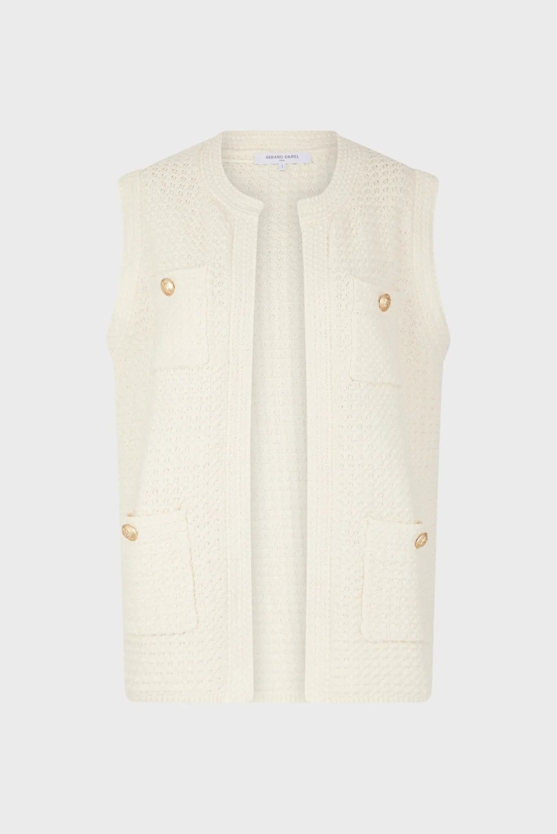 Gilet Long Sans Manche Ecru - Lizzie