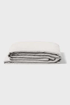 Grand Drap Plat En Lin Lave - Gris Perle