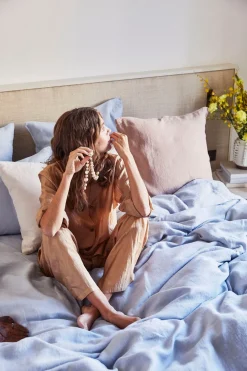 Housse De Couette En Lin Lave - Bleu Du Ciel