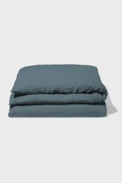 Housse De Couette En Lin Lave - Bleu De Nuit