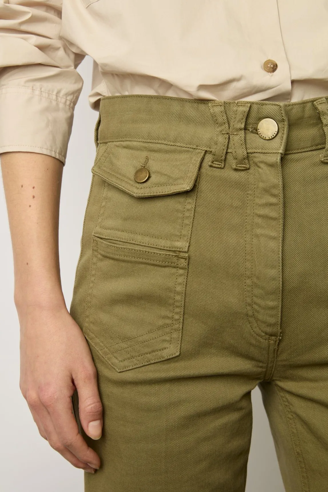 Jean Flare Uni Vert Kaki - Anna