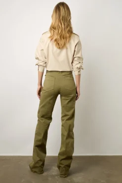 Jean Flare Uni Vert Kaki - Anna