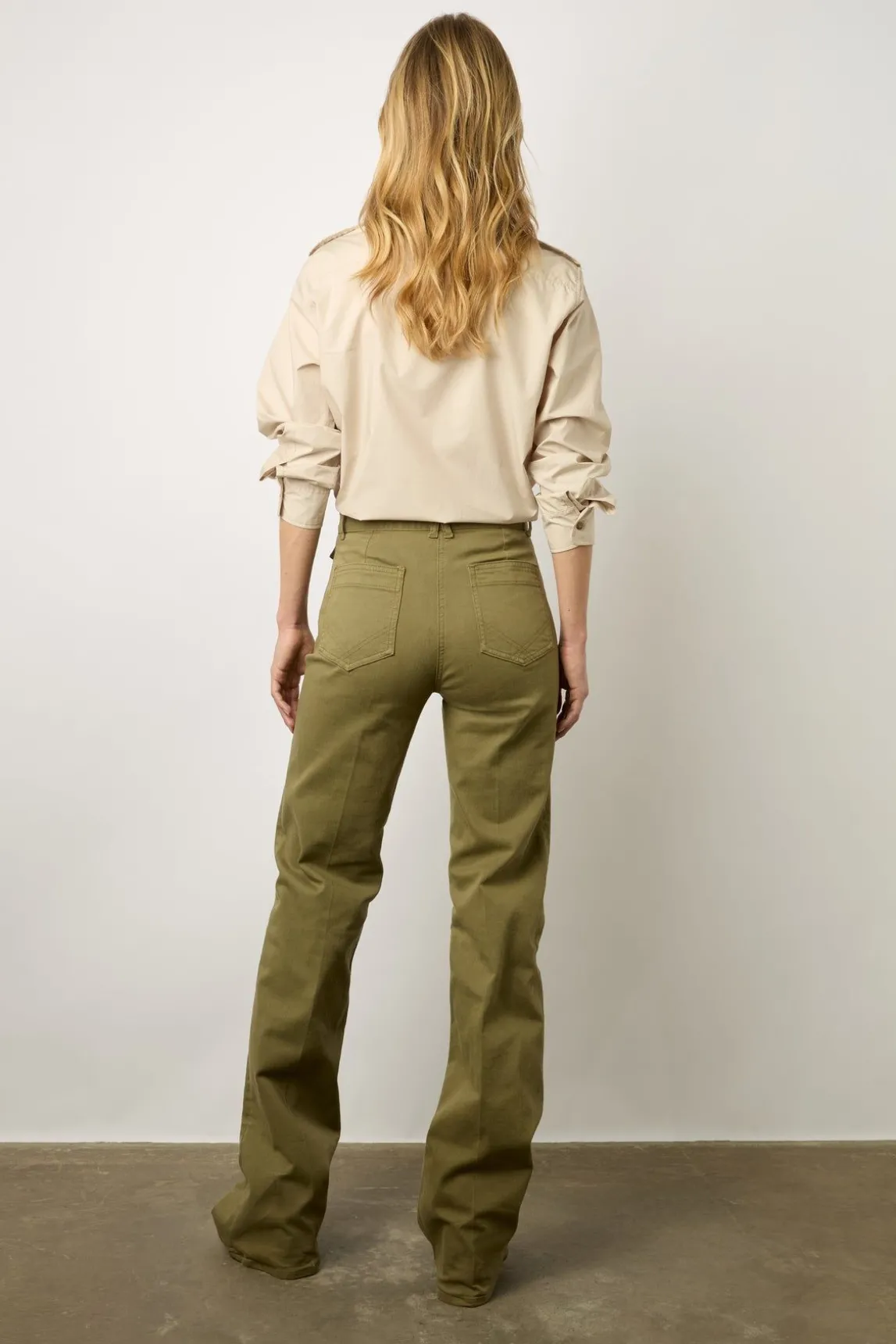 Jean Flare Uni Vert Kaki - Anna