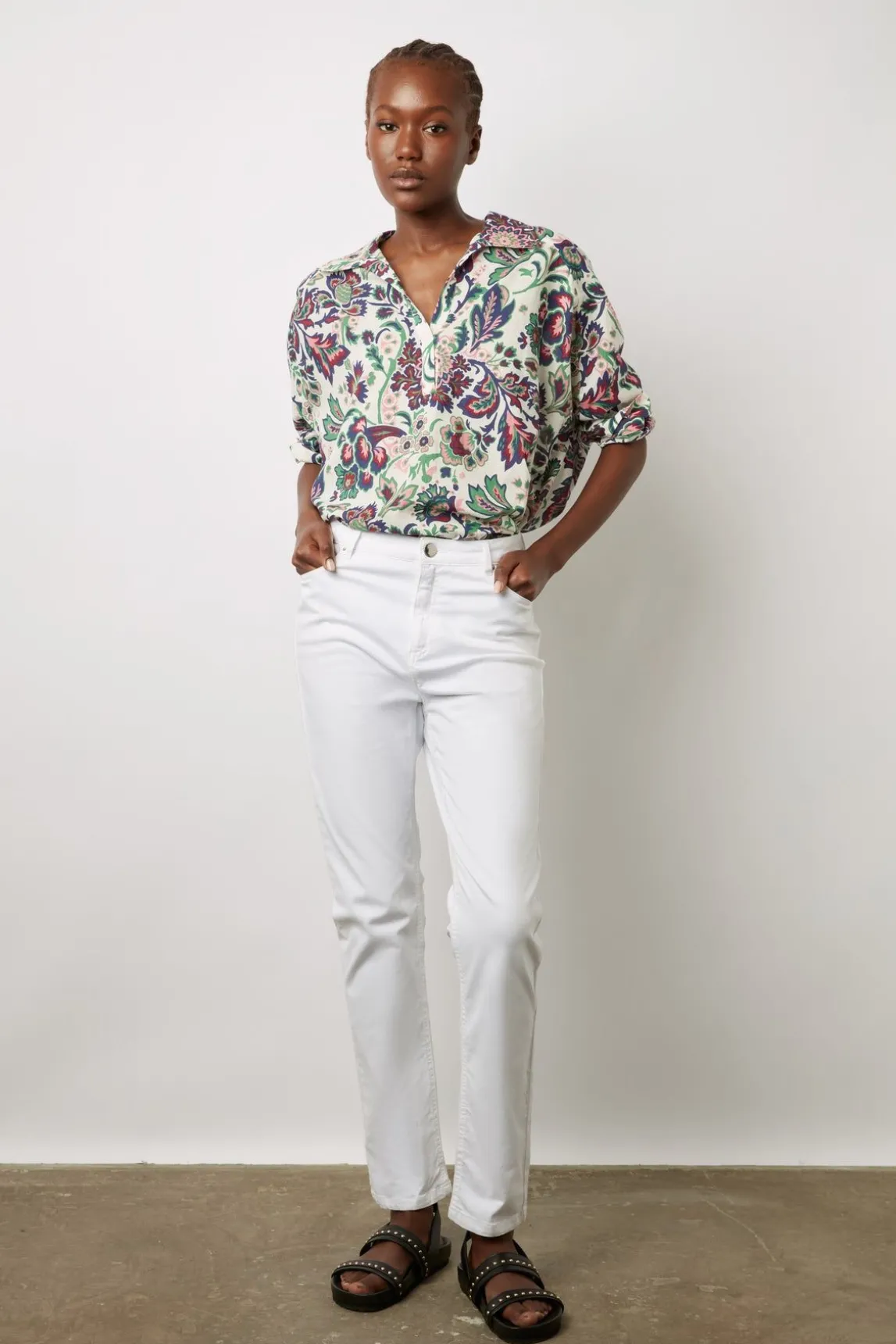 Jean Slim En Denim Stretch Blanc - Carli