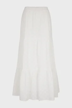 Jupe Longue Blanche Brodee Blanc - Brooke