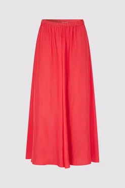 Jupe Midi En Satin Plisse Corail - Denisa