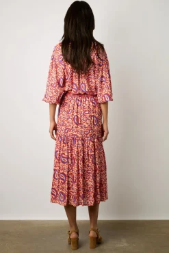 Jupe Midi Fluide Imprimee Nude - Damya