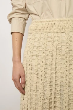 Jupe Mi-Longue En Crochet Naturel - Dania