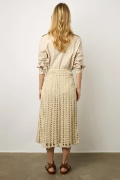 Jupe Mi-Longue En Crochet Naturel - Dania