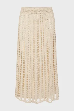 Jupe Mi-Longue En Crochet Naturel - Dania