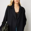 Manteau Court En Laine Fine Marine - Noranne
