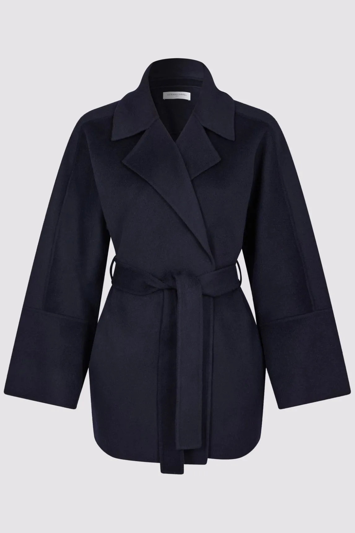 Manteau Court En Laine Fine Marine - Noranne