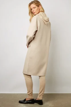 Manteau Droit En Laine Fine Sable - Naomi