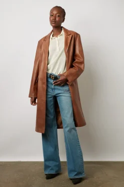 Manteau En Cuir Cigare - Johanna