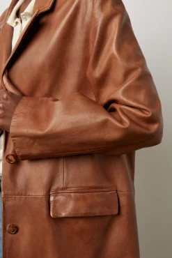 Manteau En Cuir Cigare - Johanna