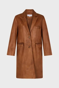 Manteau En Cuir Cigare - Johanna