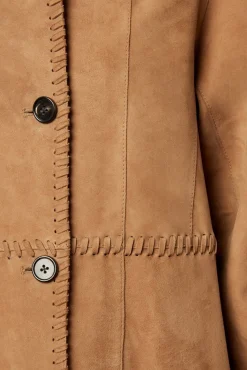 Manteau Long En Cuir Velours Camel - John