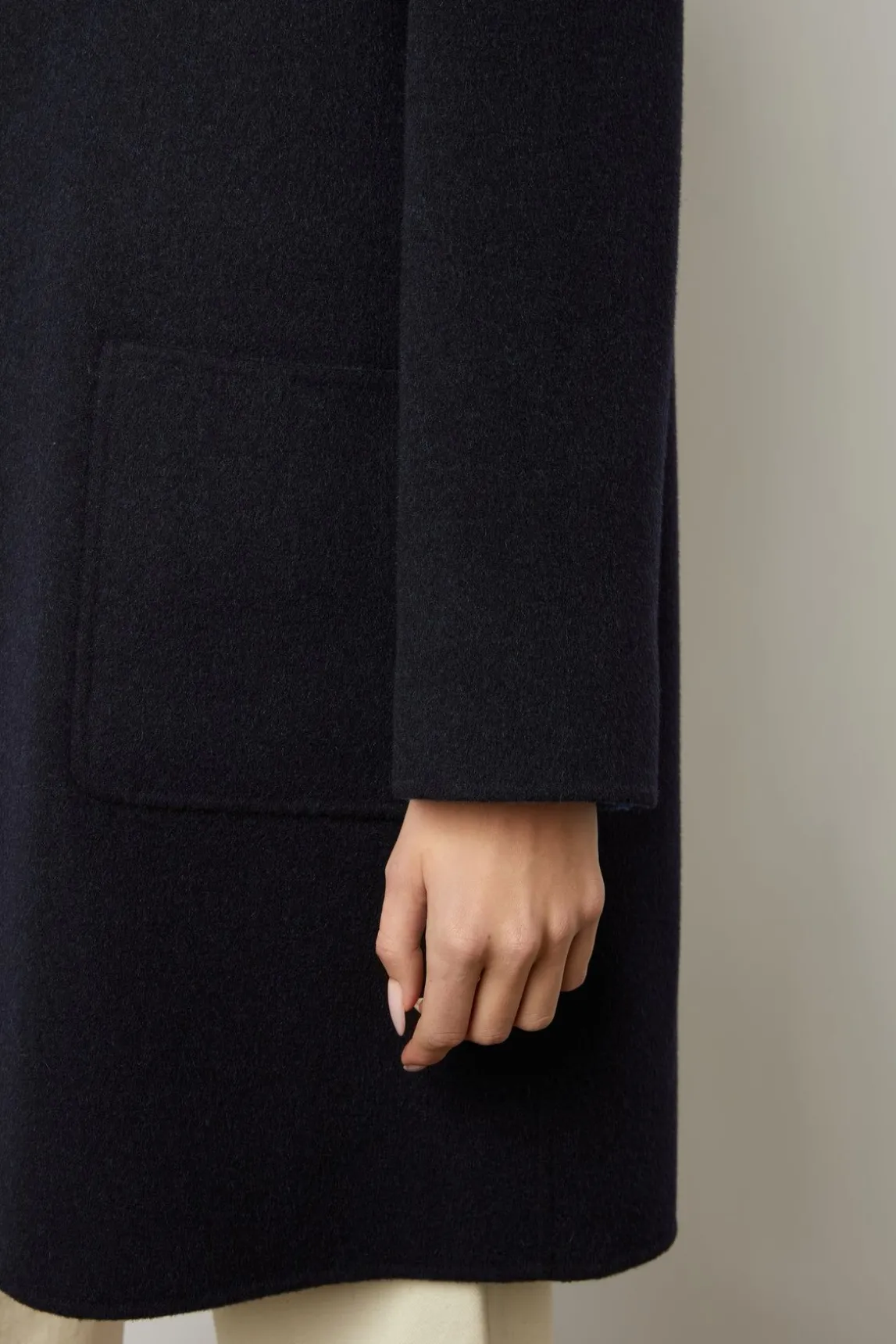 Manteau Reversible En Laine Marine - Nadra