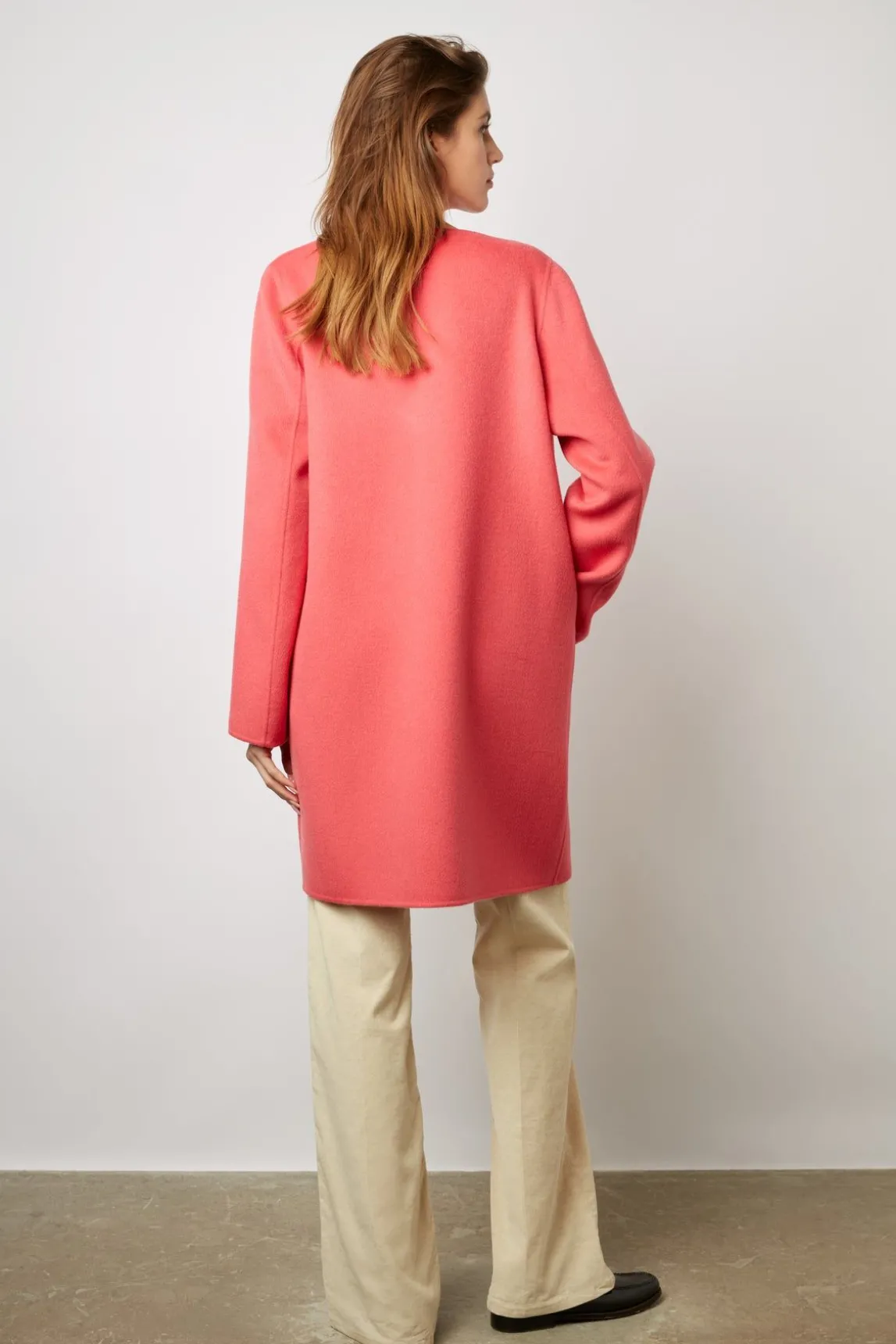 Manteau Reversible En Laine Corail - Nadra