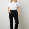 Pantalon 7/8 En Coton Uni Marine - Cora