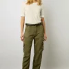Pantalon Cargo En Lin Vert Kaki - Celya
