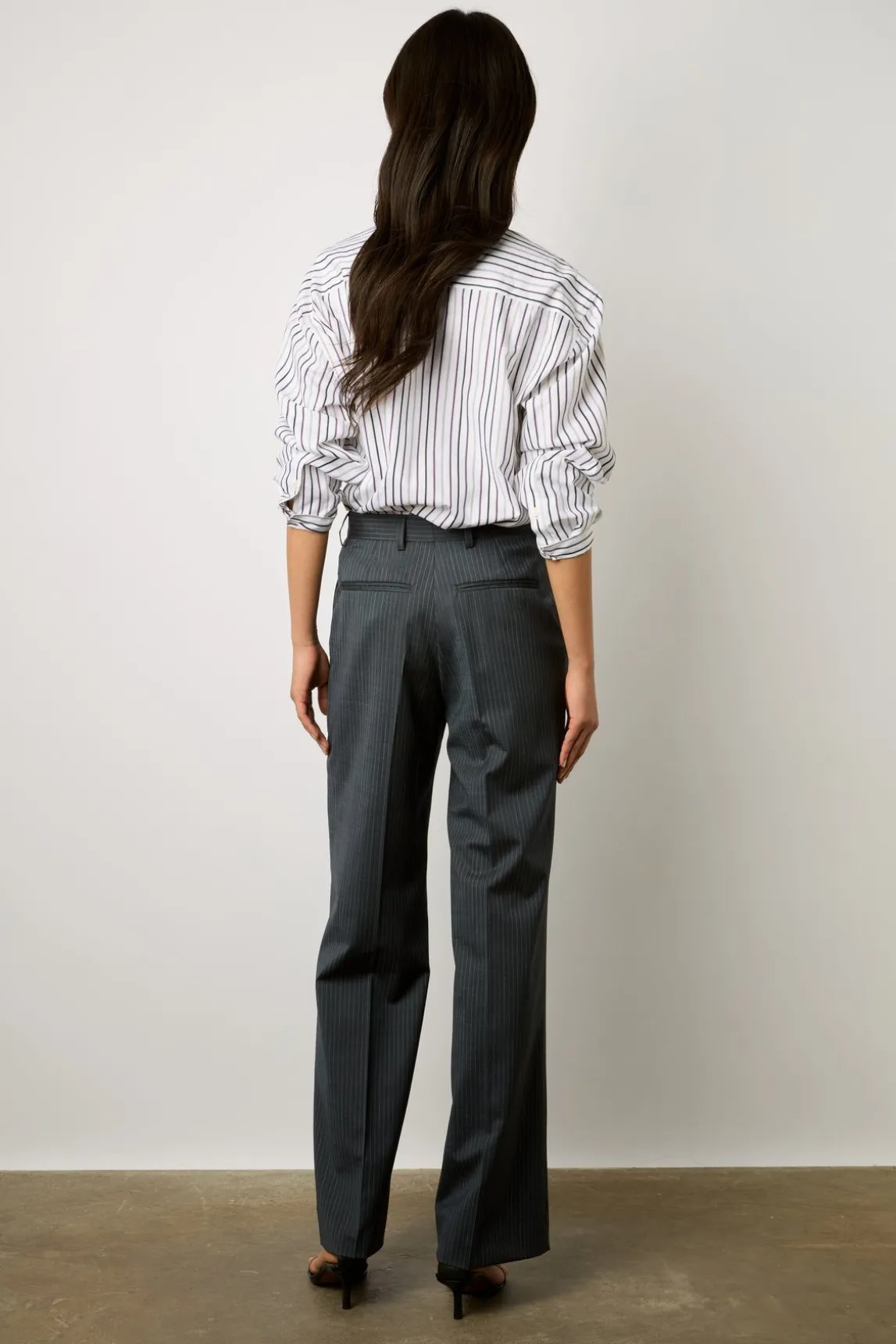 Pantalon De Tailleur A Rayures Marine - Dali