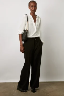 Pantalon Droit En Microfibre Noir - Cloelia