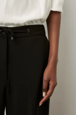Pantalon Droit En Microfibre Noir - Cloelia
