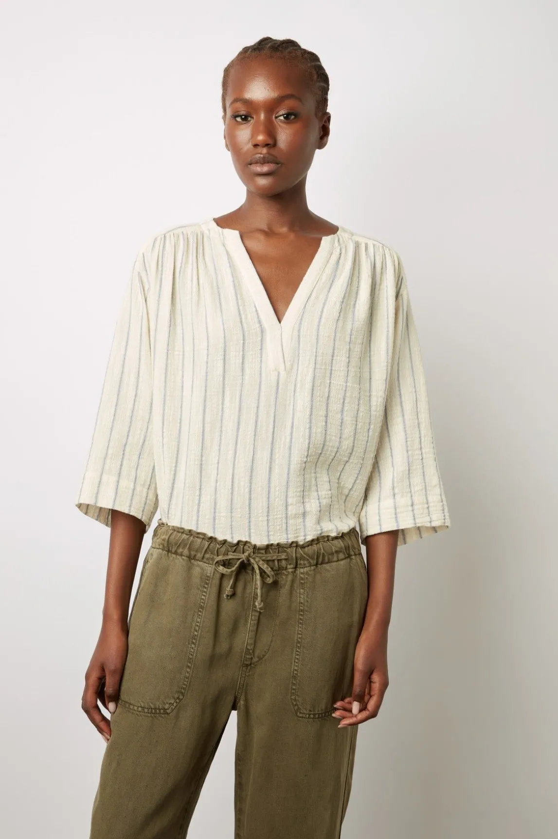 Pantalon En Lin Melange Vert Kaki - Colombe