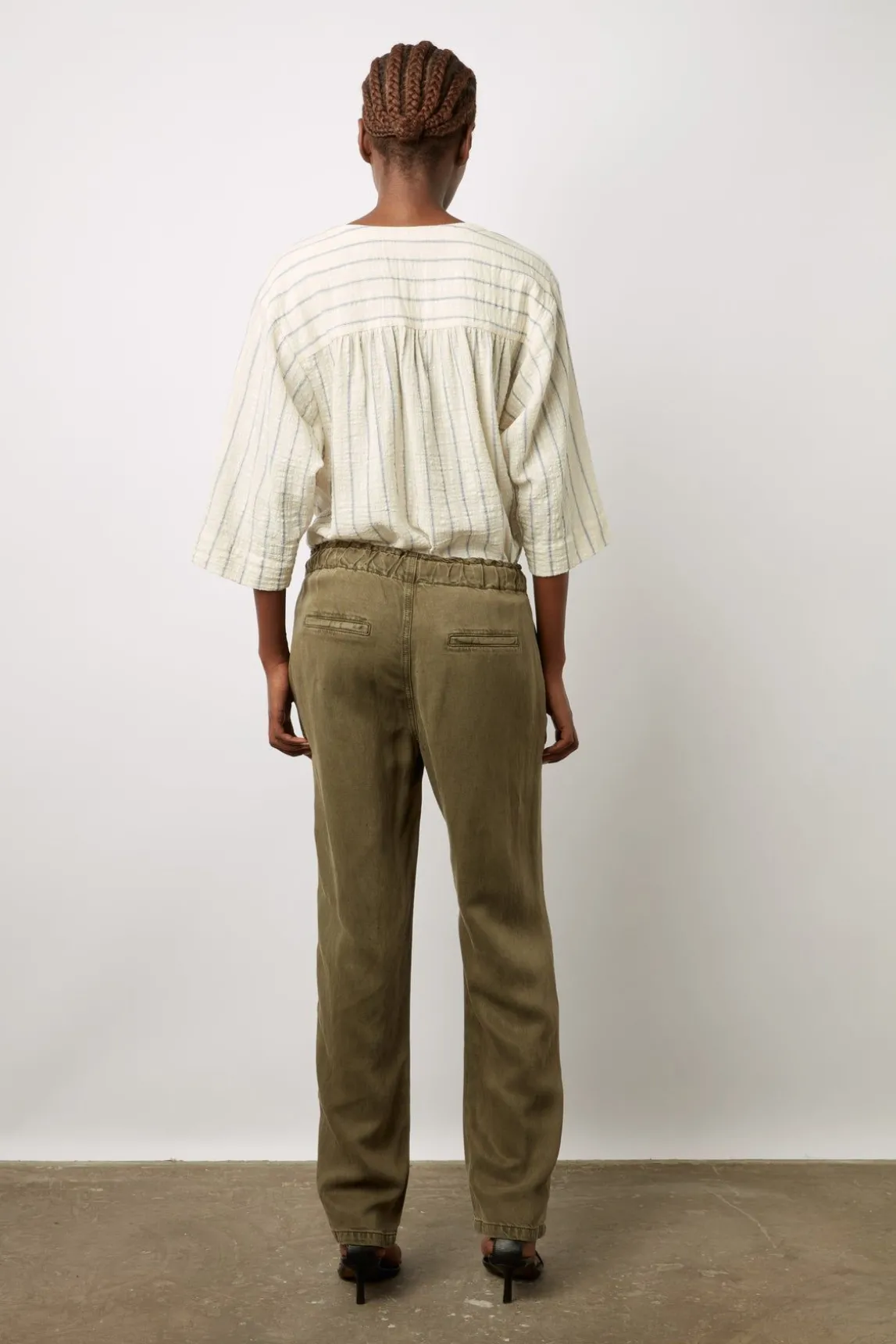 Pantalon En Lin Melange Vert Kaki - Colombe
