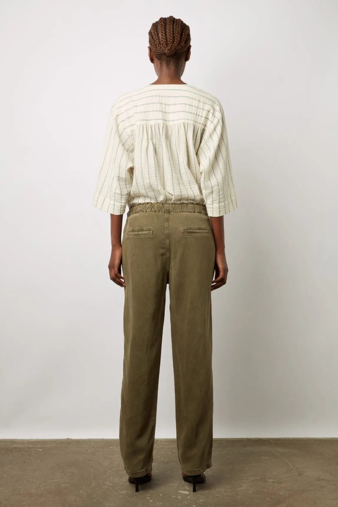 Pantalon En Lin Melange Vert Kaki - Colombe