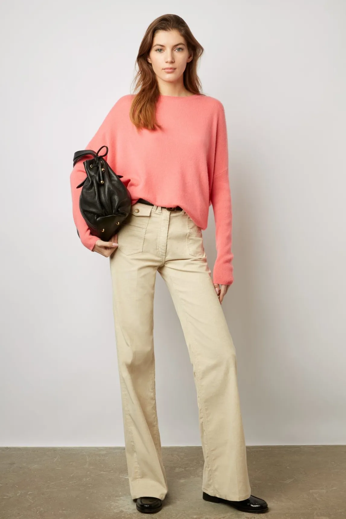Pantalon Flare Naturel En Velours - Anna
