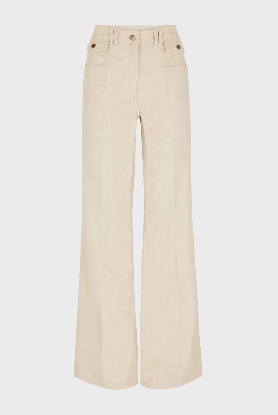 Pantalon Flare Naturel En Velours - Anna