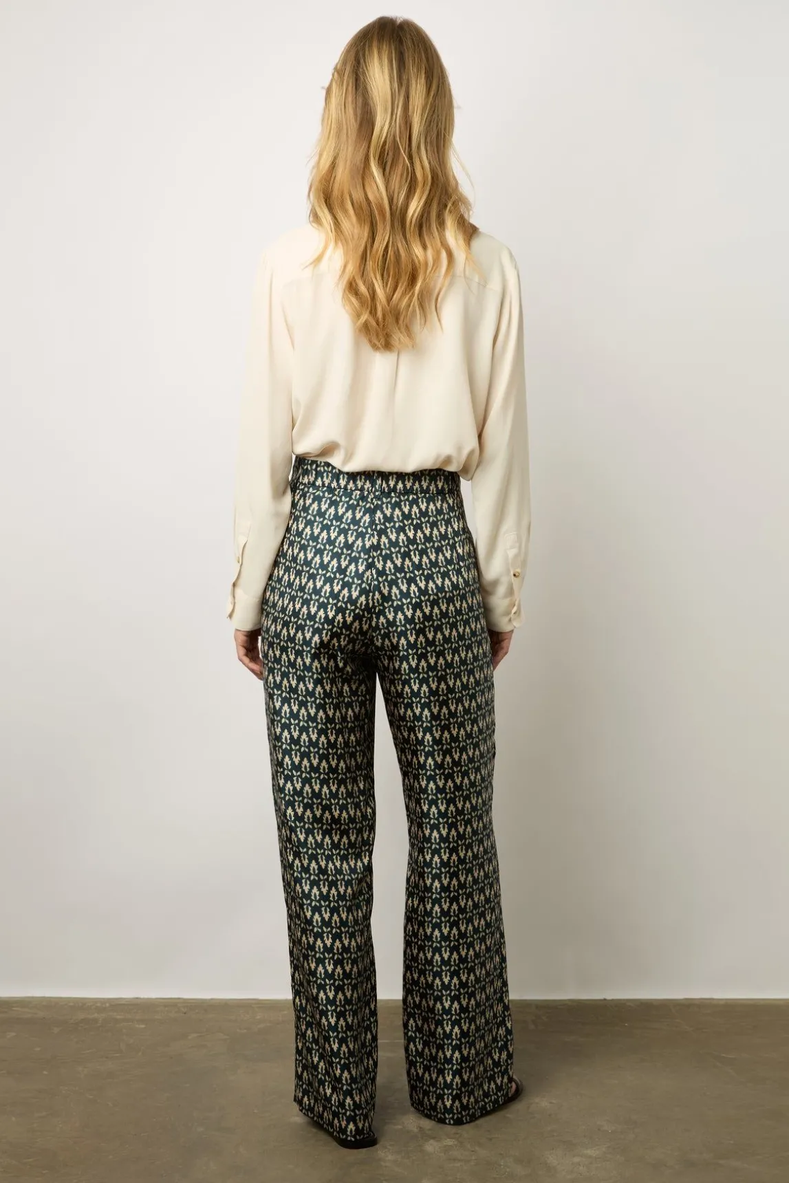 Pantalon Large En Soie Marine - Chanael