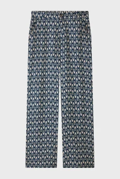 Pantalon Large En Soie Marine - Chanael