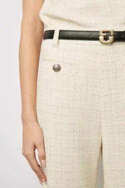 Pantalon Large En Tweed Ecru - Callie