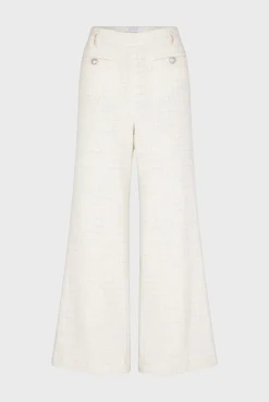 Pantalon Large En Tweed Ecru - Callie