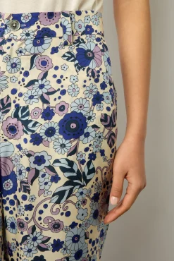 Pantalon Satine A Fleurs Naturel - Carmel