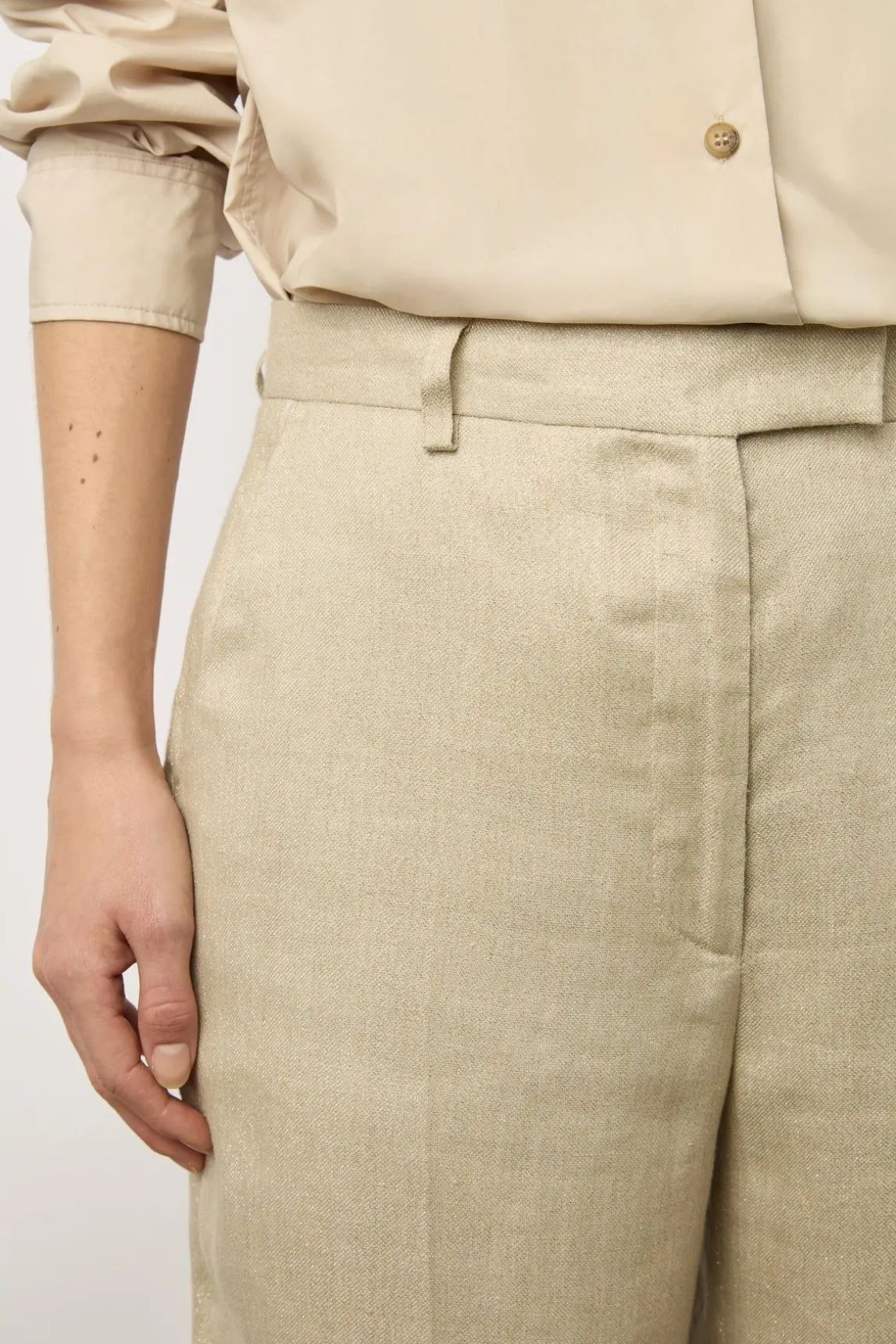 Pantalon Tailleur En Lin Sable - Carmen