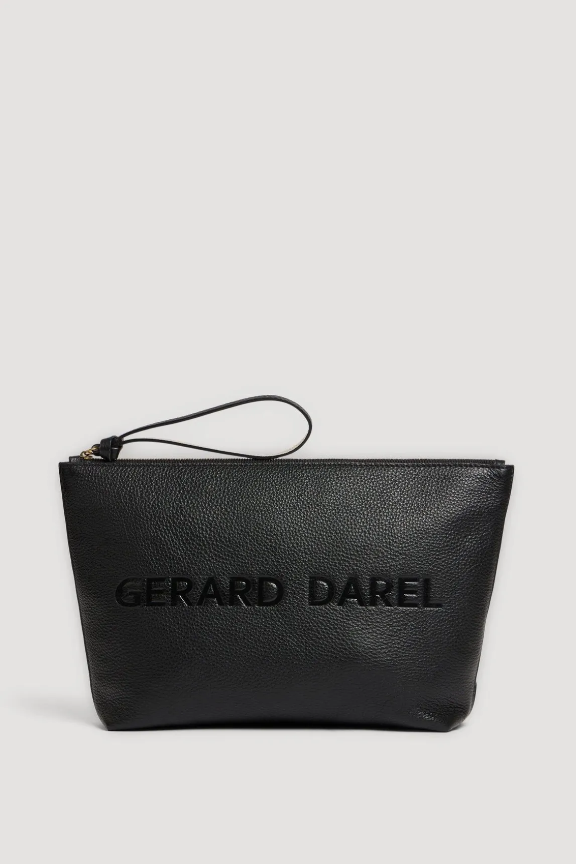 Pochette En Cuir Graine Noir/Or - Pola