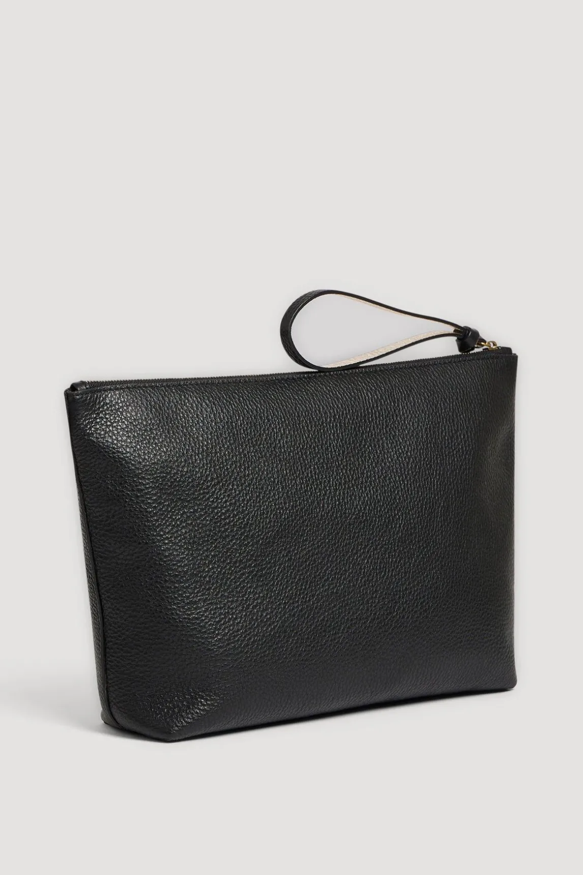 Pochette En Cuir Graine Noir/Or - Pola