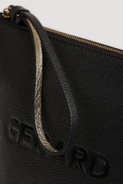 Pochette En Cuir Graine Noir/Or - Pola