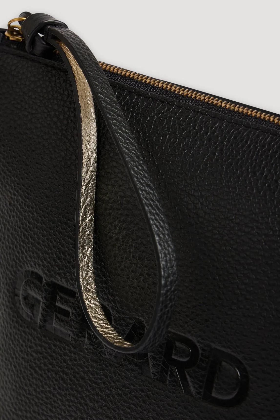 Pochette En Cuir Graine Noir/Or - Pola