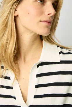 Polo En Coton A Rayures Blanc - Latefa