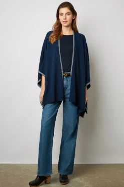 Poncho Cachemire Chevrons Marine - Landa