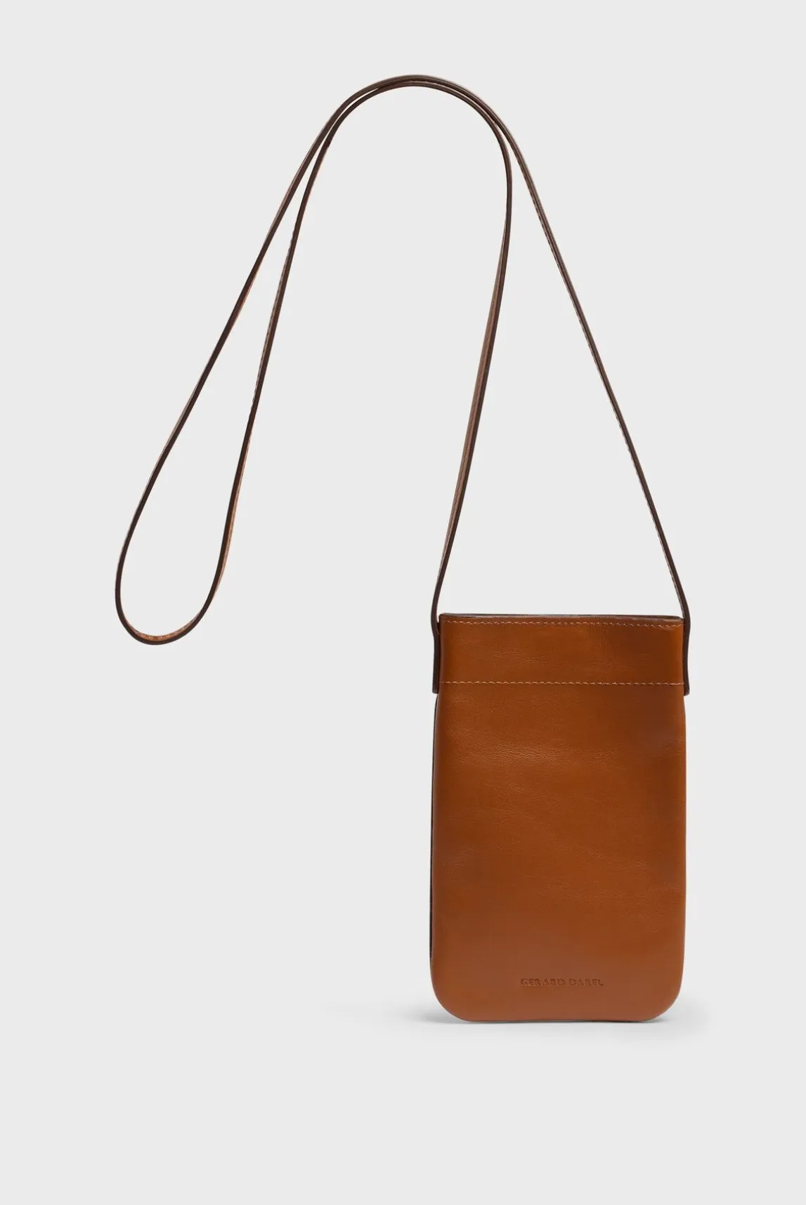 Porte Telephone En Cuir Cognac - Ladyphone