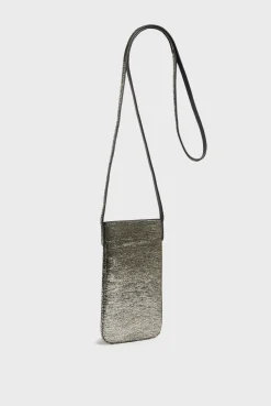 Porte Telephone En Cuir Lamine Effet Glitter - Ladyphone