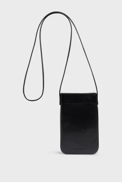 Porte Telephone En Cuir Noir - Ladyphone