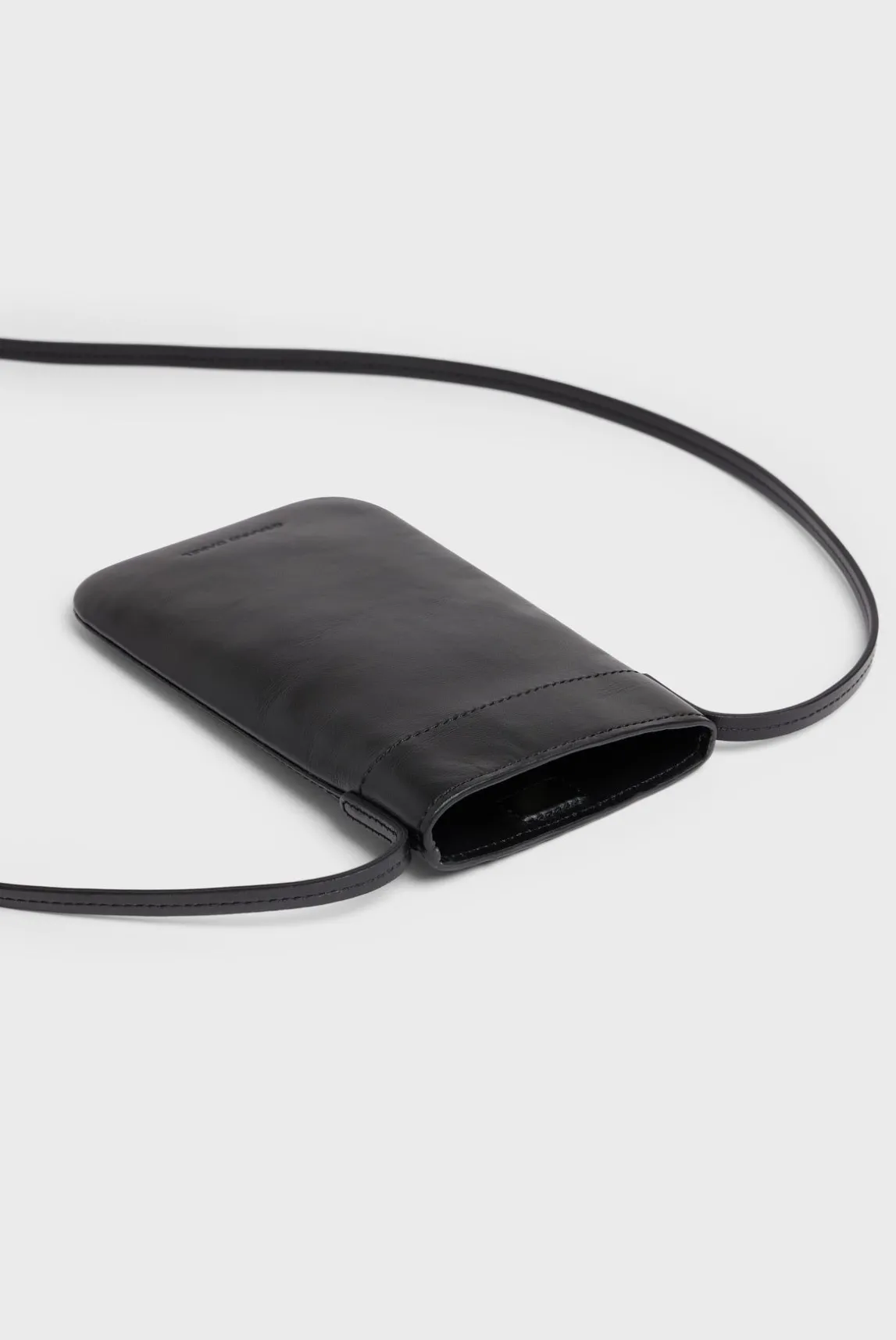 Porte Telephone En Cuir Noir - Ladyphone