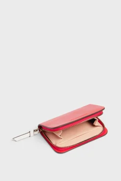 Portefeuille En Cuir Femme Rouge Mini Wallet